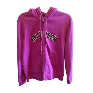 Tommy Hilfiger Purple Full Zip Up Hoodie Fleece Jacket Sweat Women's Sz XL
